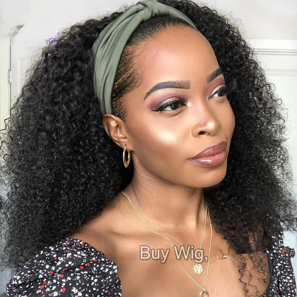 ishow 30 human hair wigs with headband body straight water headband wigs loose deep afro kinky curly machine made non lace wigs bands