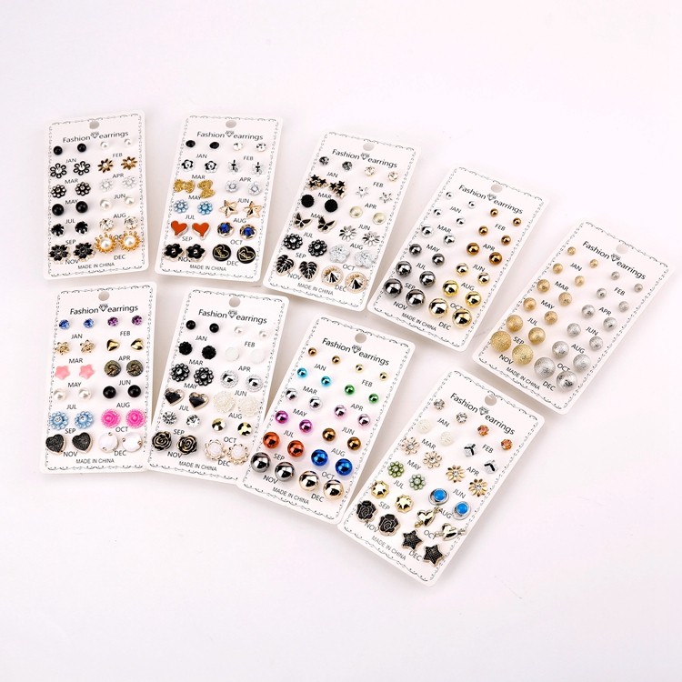 New Fashion Jewelry JAN DEC 12 Pairs/set Gold Ball Crystal Flower Pearl Star Heart Butterfly Stud Earrings For Women
New Fashion Jewelry JAN DEC 12 Pairs/set Gold Ball Crystal Flower Pearl Star Heart Butterfly Stud Earrings For Women