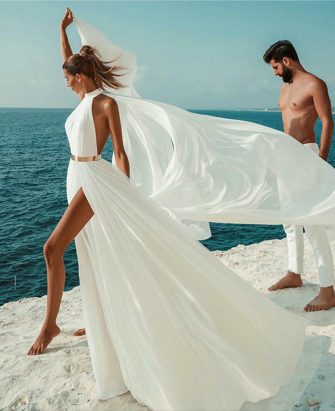 2021 Chiffon Beach Wedding Dresses Backless Side Slits Sexy Bridal Gowns Sleeveless Bohemian vestido de novia