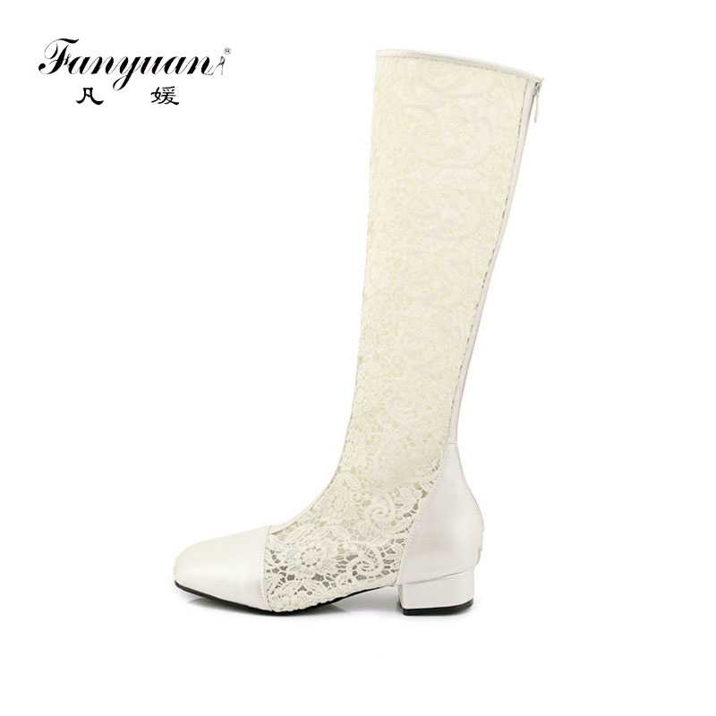 Fanyuan Fashion Women Knee High Boots Square heel Zipper Sexy Lace Mesh Boots Summer Cool Breathable Women's shoes, Black
Fanyuan Fashion Women Knee High Boots Square heel Zipper Sexy Lace Mesh Boots Summer Cool Breathable Women's shoes, Black