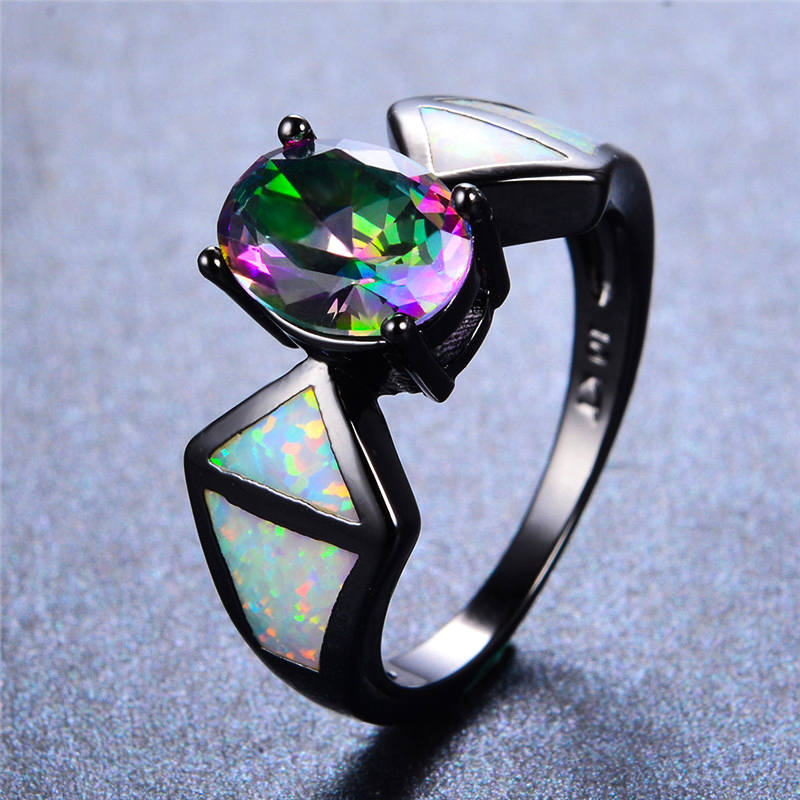 Cute Female Pink White Fire Opal Ring 14KT Black Gold Oval Wedding Rings For Women Promise Love Geometric Engagement Ring
Cute Female Pink White Fire Opal Ring 14KT Black Gold Oval Wedding Rings For Women Promise Love Geometric Engagement Ring