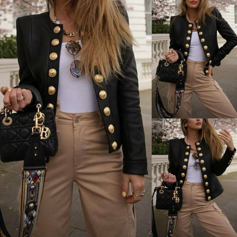 Women Spring Jacket Women Button Casual Coat Cardigan Slim Fit Outerwear Autumn Jackets Black
Women Spring Jacket Women Button Casual Coat Cardigan Slim Fit Outerwear Autumn Jackets Black