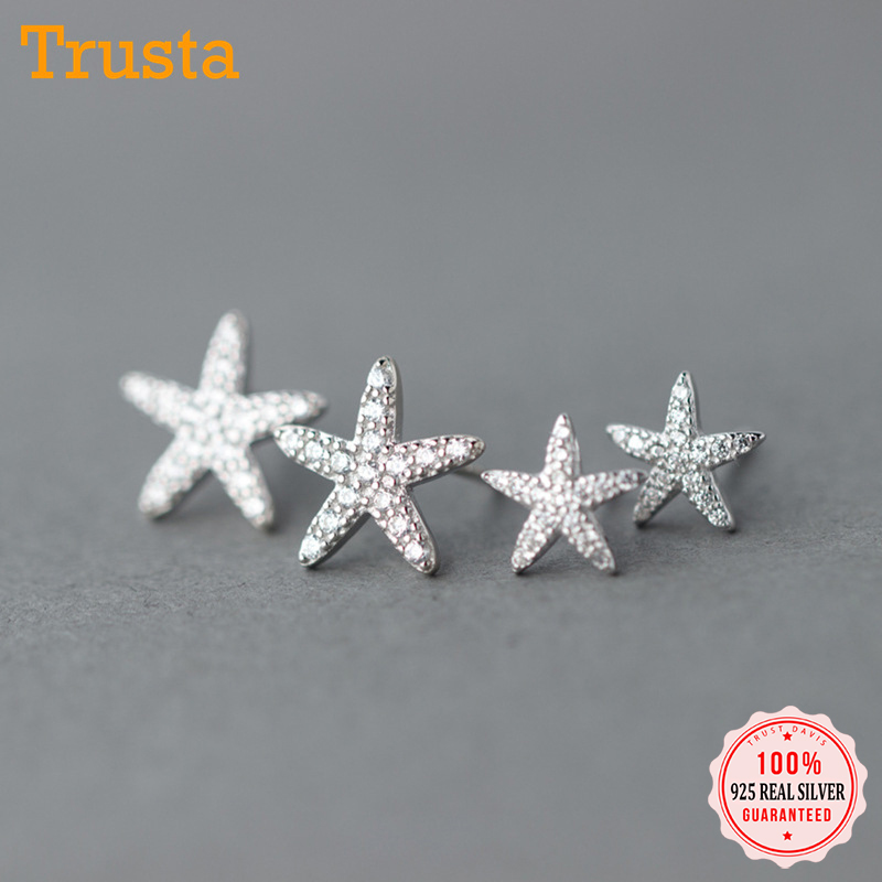 Trusta 2020 100% 925 Sterling Silver Cute Tiny Star Starfish 12mm 9mm With Clear CZ Stud Earrings Fashion Women's Jewelry DS495
Trusta 2020 100% 925 Sterling Silver Cute Tiny Star Starfish 12mm 9mm With Clear CZ Stud Earrings Fashion Women's Jewelry DS495
