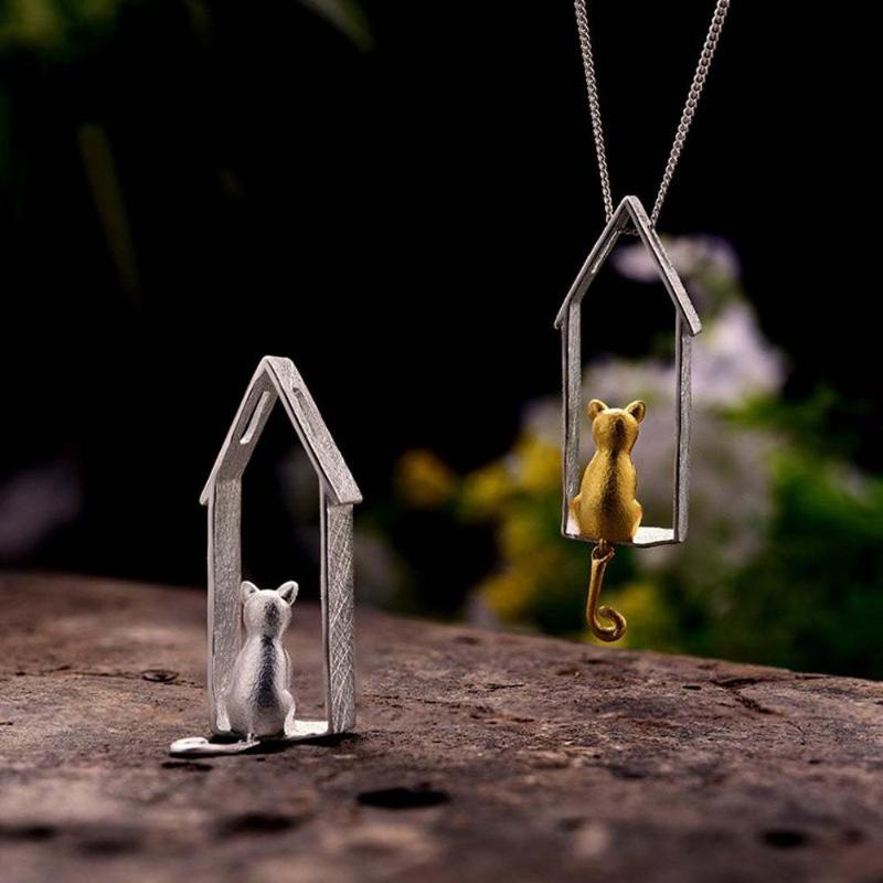 Retro exquisite cute kitten sitting on the window sill two-color geometric jewelry ladies engagement wedding pendant necklace
Retro exquisite cute kitten sitting on the window sill two-color geometric jewelry ladies engagement wedding pendant necklace