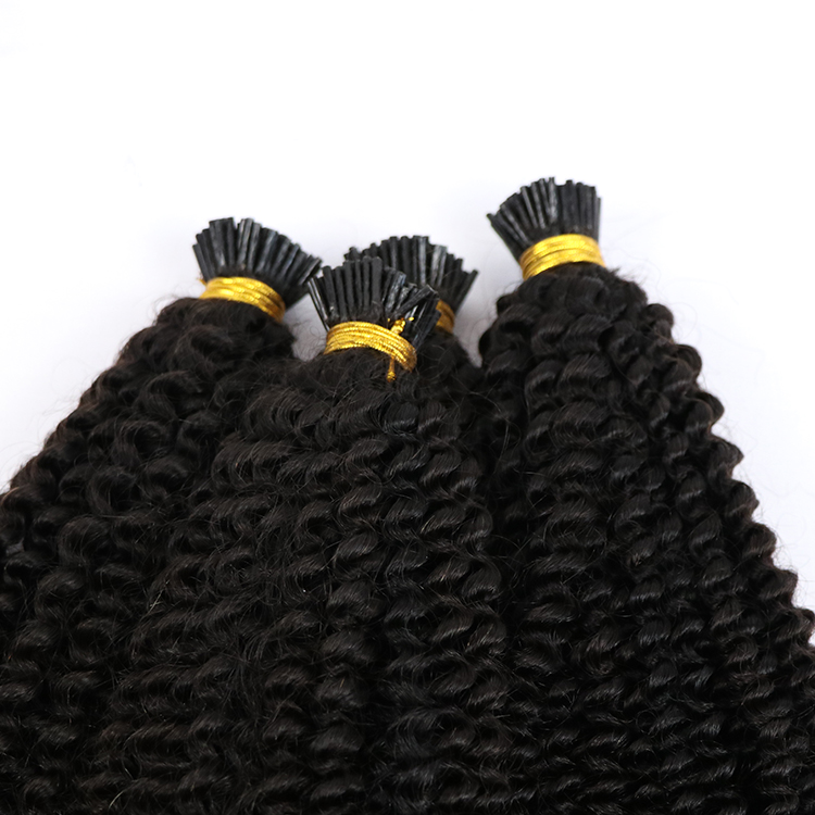 10A Grade Afro Kinky Curly I tip Hair Raw Indian Human Hair Pre bonded Extensions Natural Black I-tip hair 100g 1g/strand