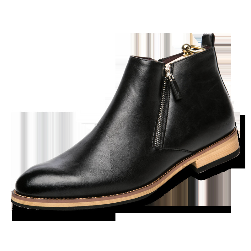 men boots genuine leather fashion classic business office formal ankle boots men shoes male casual handmade round toe 247, Black 
men boots genuine leather fashion classic business office formal ankle boots men shoes male casual handmade round toe 247, Black