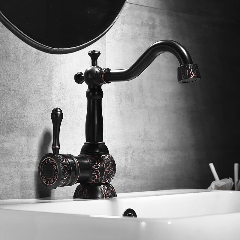 Basin Faucet Sink Mixer Taps Black Oil Carved Antique Brass Hot & Cold Sink Faucet Single Hole Deck Mounted Wash Basin Water Tap
Basin Faucet Sink Mixer Taps Black Oil Carved Antique Brass Hot & Cold Sink Faucet Single Hole Deck Mounted Wash Basin Water Tap