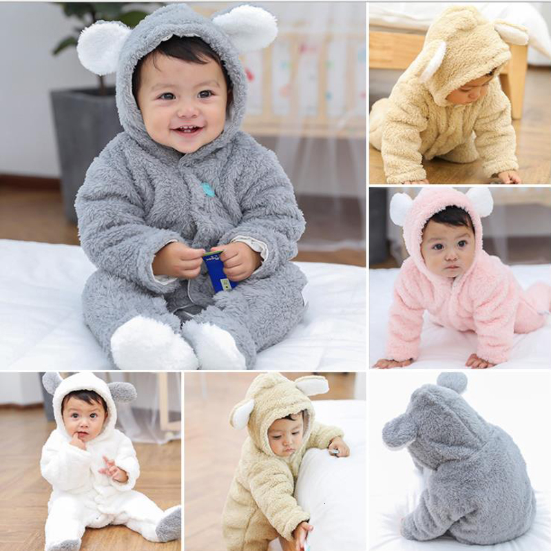 Baby onesies New born baby clothes Coral Fleece warm Baby boy winter clothes Animal bear Overall unisex onesie girls rompers jumpsuit