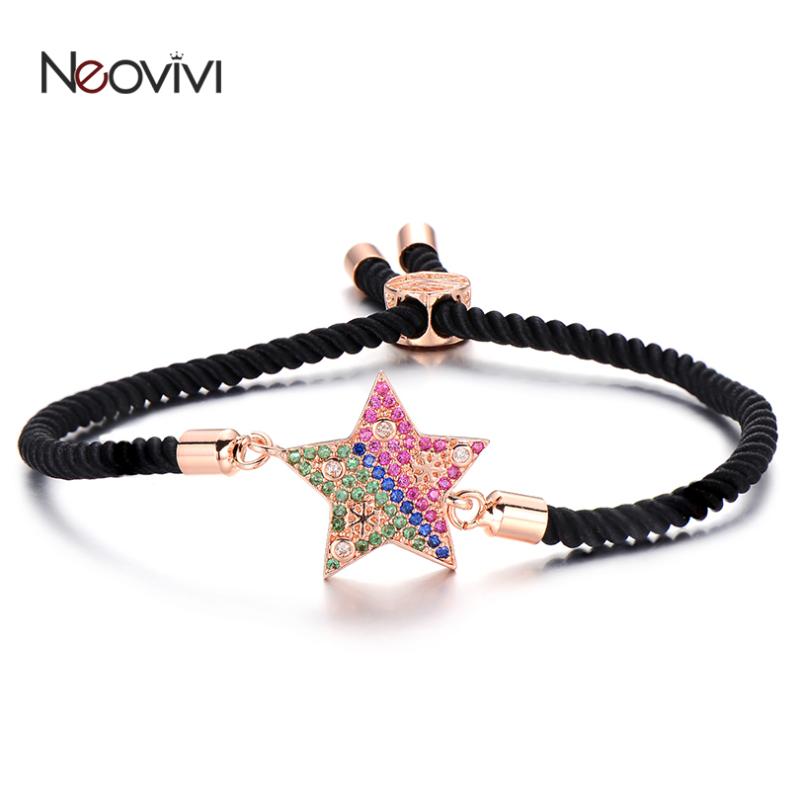 Neovivi Colorful Star Charm Bracelet Cubic Zirconia Beads Black Rope Chain Bracelets Adjustable Bangle for Women Men DIY Jewelry
Neovivi Colorful Star Charm Bracelet Cubic Zirconia Beads Black Rope Chain Bracelets Adjustable Bangle for Women Men DIY Jewelry