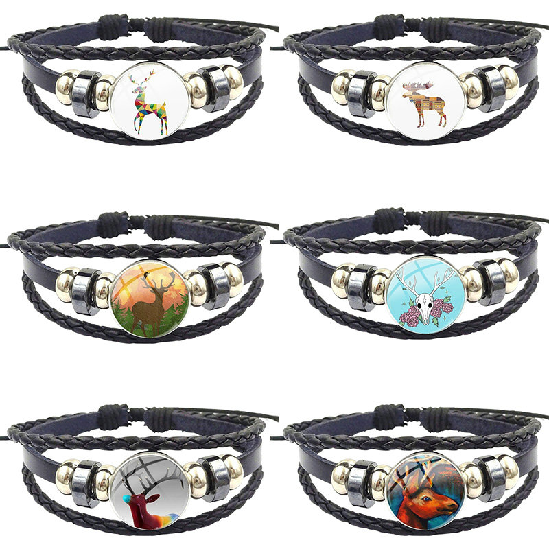 Black Leather Bracelet Bangle Glass Cabochon Vintage Statement Fashion Jewelry For Men Women Gif Color Elk Picture Hat
Black Leather Bracelet Bangle Glass Cabochon Vintage Statement Fashion Jewelry For Men Women Gif Color Elk Picture Hat
