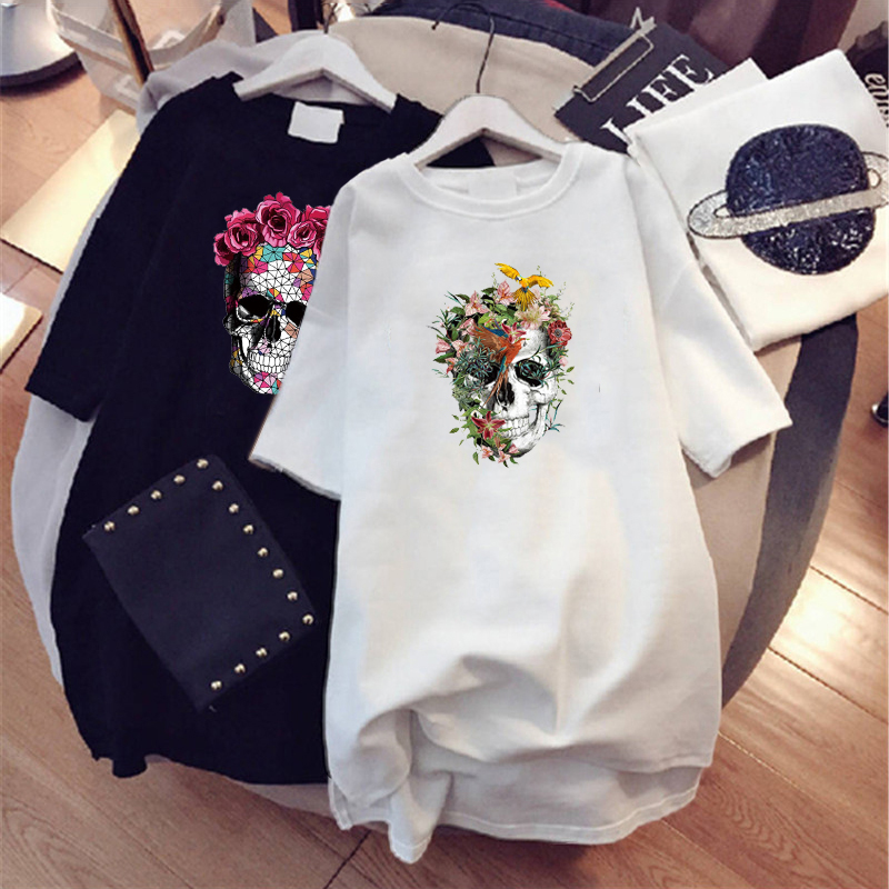 Summer Tshirt Dress Halloween Flower Skull Print Loose Vestido Female Kawaii Plus Size Mini Dresse Casual Short Sleeve Clothes, D001 black
Summer Tshirt Dress Halloween Flower Skull Print Loose Vestido Female Kawaii Plus Size Mini Dresse Casual Short Sleeve Clothes, D001 black