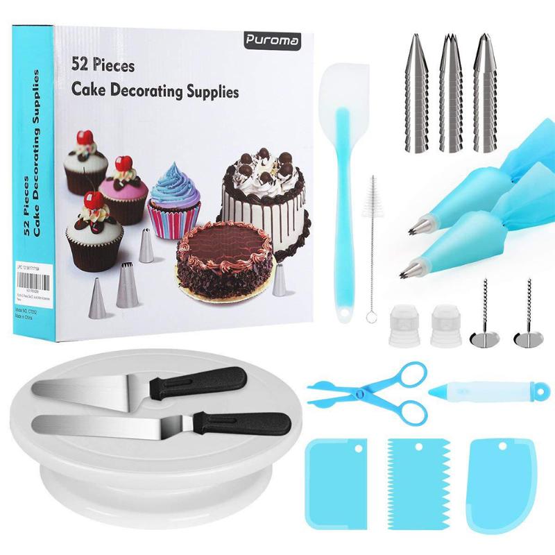 52pcs Piping Bags Equipment Turntable Tool Cookies Scrapers Non Stick Icing Spatula Baking Pastry Tube Cake Decorating Kit
52pcs Piping Bags Equipment Turntable Tool Cookies Scrapers Non Stick Icing Spatula Baking Pastry Tube Cake Decorating Kit