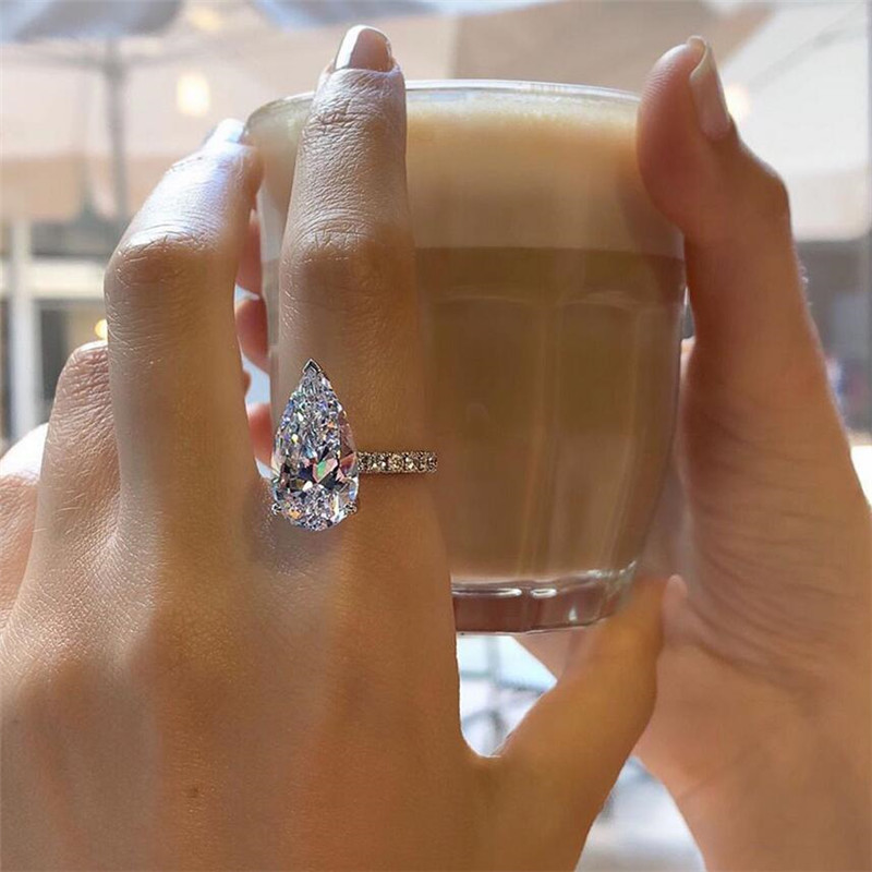 Choucong 2020 New Arrival Luxury Jewelry 925 Sterling Silver Water Drop CZ Pear Cut White Topaz CZ Diamond Large Gemstones Women