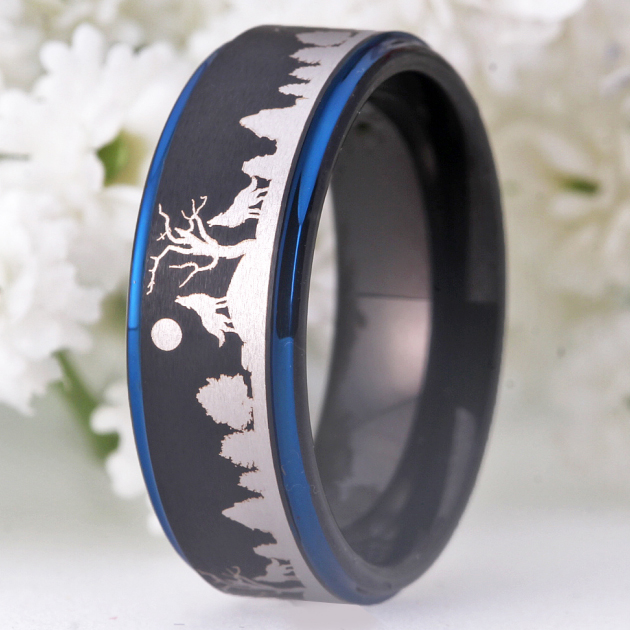 Men's 8mm Black Tungsten Ring with Engraved Wolves in Forest Men's Wedding Band Engagement Odin Symbol Rings Male Finger Jewelry
Men's 8mm Black Tungsten Ring with Engraved Wolves in Forest Men's Wedding Band Engagement Odin Symbol Rings Male Finger Jewelry
