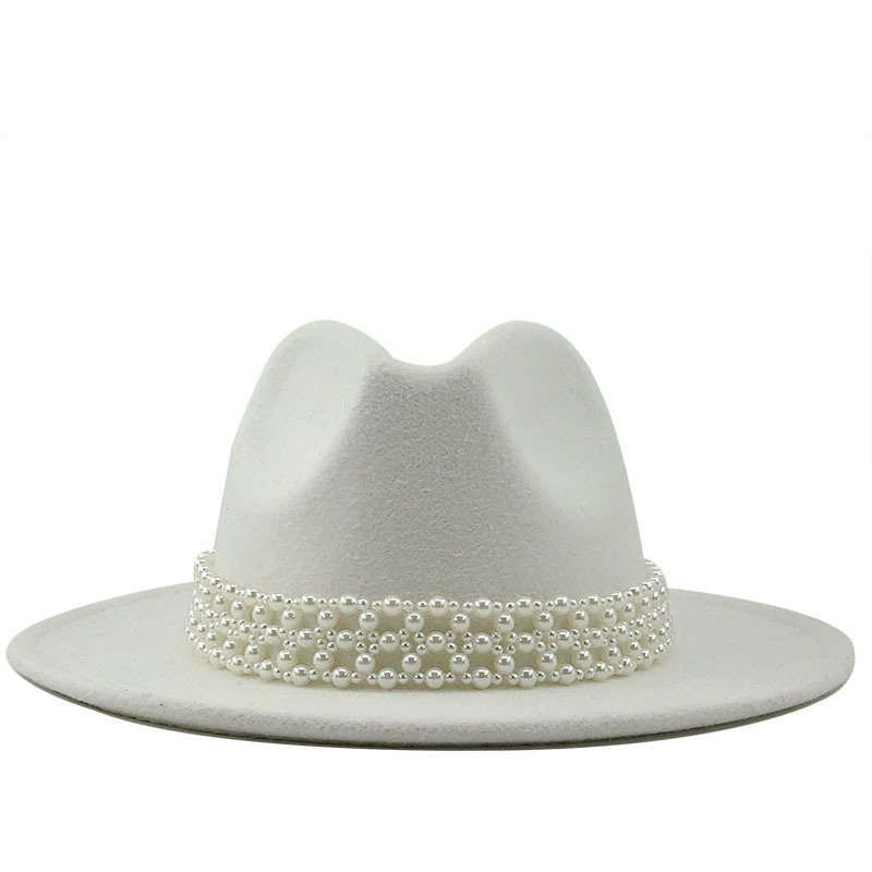 Women Men PINK Wool Fedora Hat With Pearl Ribbon Gentleman Elegant Lady Winter Autumn Wide Brim Panama Sombrero Jazz Cap, White
Women Men PINK Wool Fedora Hat With Pearl Ribbon Gentleman Elegant Lady Winter Autumn Wide Brim Panama Sombrero Jazz Cap, White