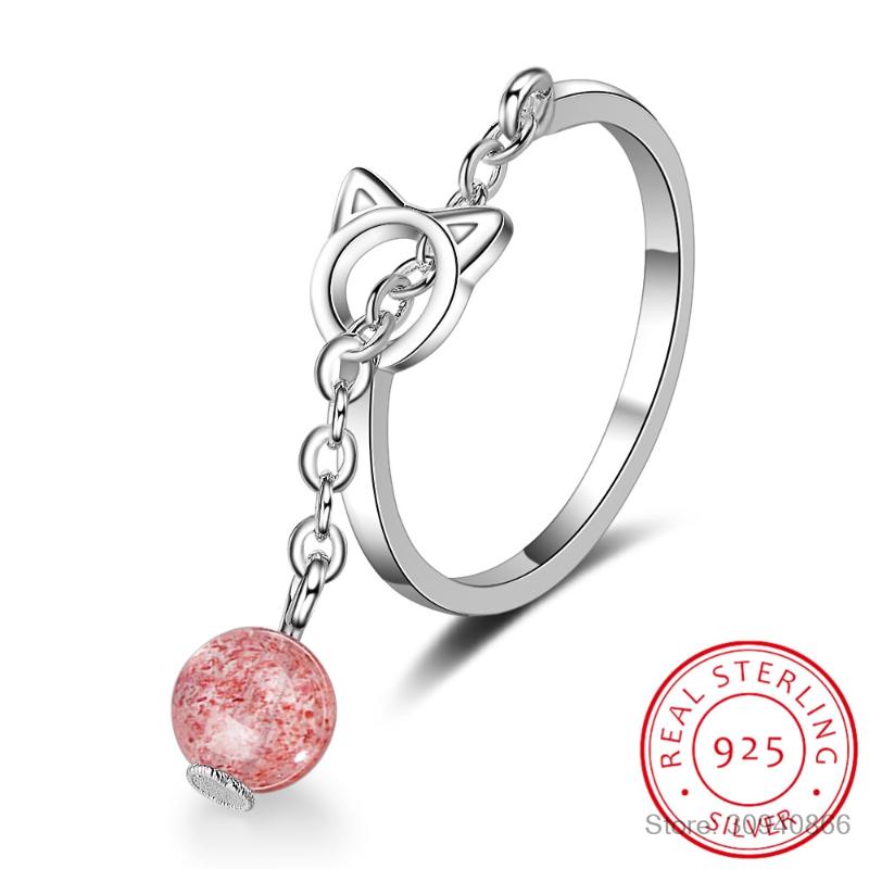 New Temperament Two Colors Strawberry 925 Sterling Silver Jewelry Bell Cute Cat Opening Animal Women Rings SR381
New Temperament Two Colors Strawberry 925 Sterling Silver Jewelry Bell Cute Cat Opening Animal Women Rings SR381