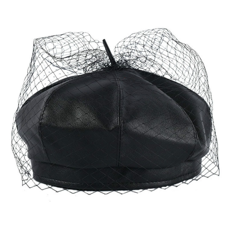 Berets 2021 Fascinating Black Hat Chic Leather French Beret With Veil Mesh Show Double Layer Women Beanies Cap
Berets 2021 Fascinating Black Hat Chic Leather French Beret With Veil Mesh Show Double Layer Women Beanies Cap