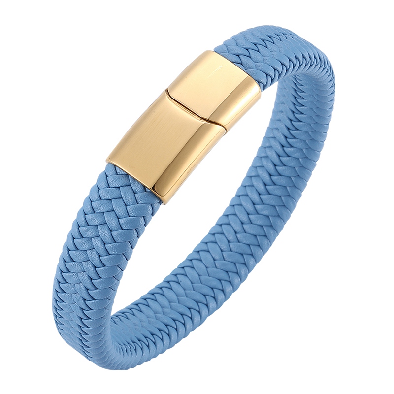 Charm Bracelets Simple Men Jewelry Blue Braided Leather Handmade Bracelet Male Gold Stainless Steel Magnetic Clasp Vintage Woven Bangle SP02
Charm Bracelets Simple Men Jewelry Blue Braided Leather Handmade Bracelet Male Gold Stainless Steel Magnetic Clasp Vintage Woven Bangle SP02