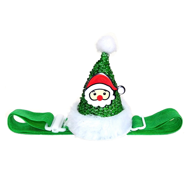 Dog Apparel Pet Christmas Hat With Adjustable Strap Headpiece Costume Cap Party Supplies Cute Mini Bling Decoration