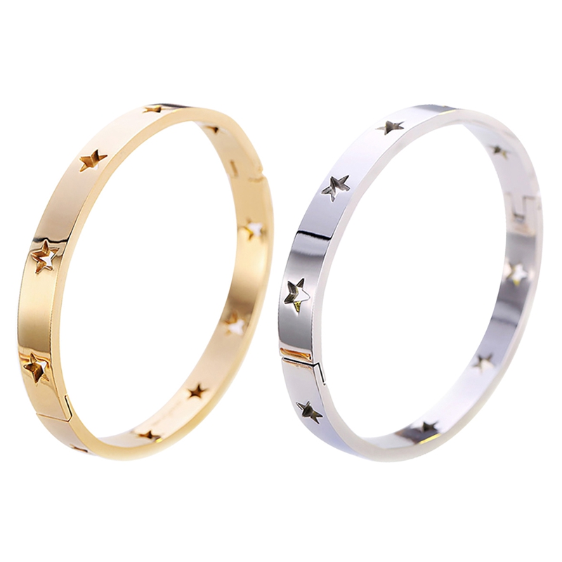 2 Pcs Punk Titanium Stainless Steel Stars Bangle for Women No Fading Hollow Pentagram Cuff Bracelets & Bangles Gifts Pulseira, 1
2 Pcs Punk Titanium Stainless Steel Stars Bangle for Women No Fading Hollow Pentagram Cuff Bracelets & Bangles Gifts Pulseira, 1