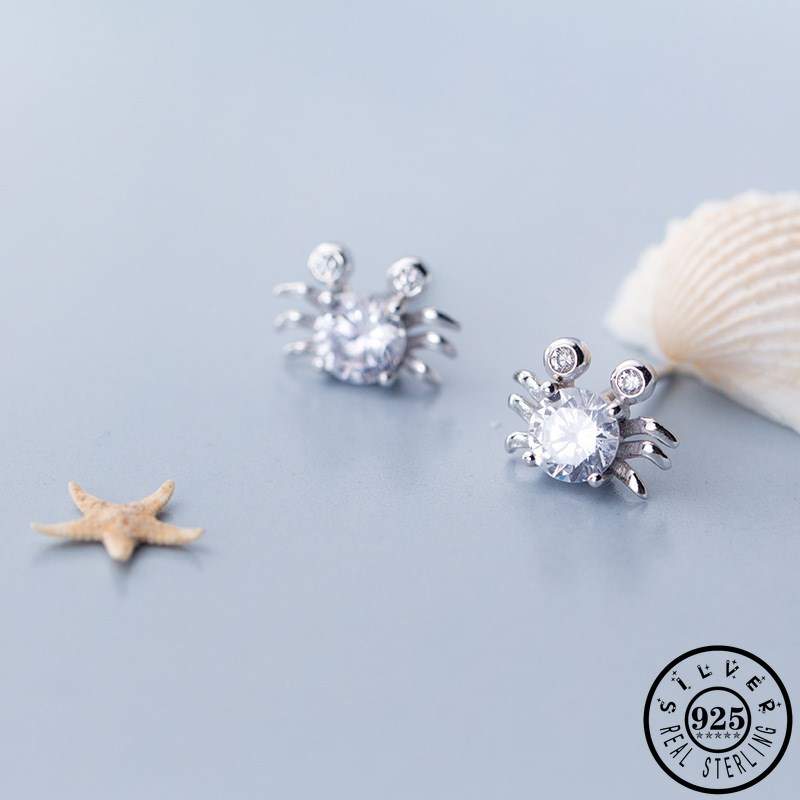 925 Solid Sterling Silver Cute Small Crab Shape with Cubic Zirconia Stone Rose Gold Color Plated Ear Studs CZ Earrings for Women
925 Solid Sterling Silver Cute Small Crab Shape with Cubic Zirconia Stone Rose Gold Color Plated Ear Studs CZ Earrings for Women