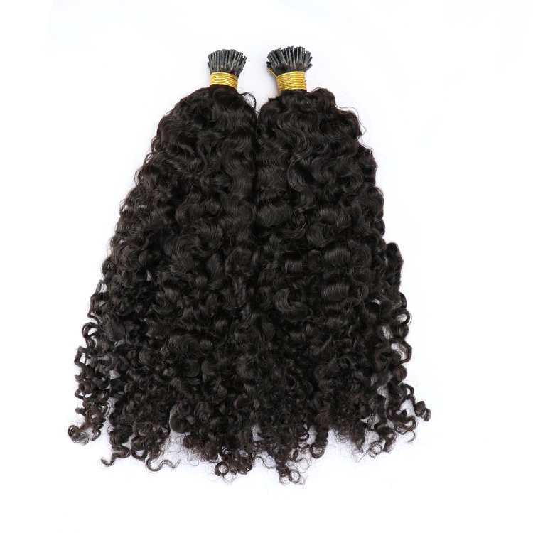 Real Human Hair Malaysian I tip Hair Extensions Afro Jerry Curly Keratin Pre bonded Hair Extensions for Black Women 100g/1g/strand