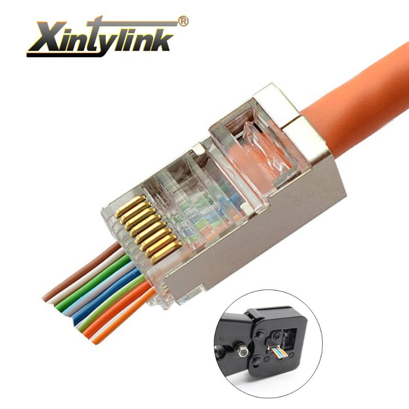 

xintylink EZ rj45 connector cat6 ethernet cable rg45 plug rg rj 45 cat5 cat5e jack network stp shielded lan 8p8c 50 100pcs