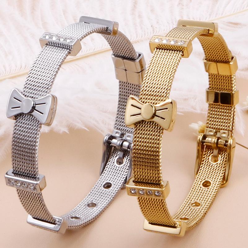 Trendy Watchband Style Ladies Bracelets With Stones 316L Stainless Steel Bow-Knot Rosette Bracelet Women Female Jewelry Bangles
Trendy Watchband Style Ladies Bracelets With Stones 316L Stainless Steel Bow-Knot Rosette Bracelet Women Female Jewelry Bangles