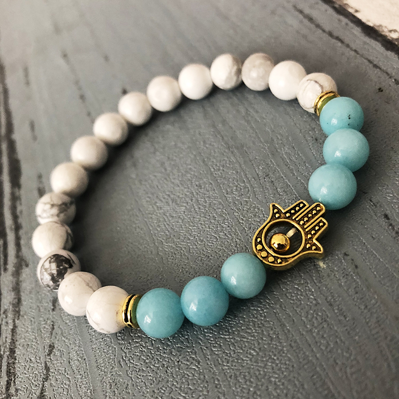 Grade A Amazonite Beaded Bracelet Gold Hamsa Mala Jewelry Howlite & Amazonite Bracelet For Men
Grade A Amazonite Beaded Bracelet Gold Hamsa Mala Jewelry Howlite & Amazonite Bracelet For Men