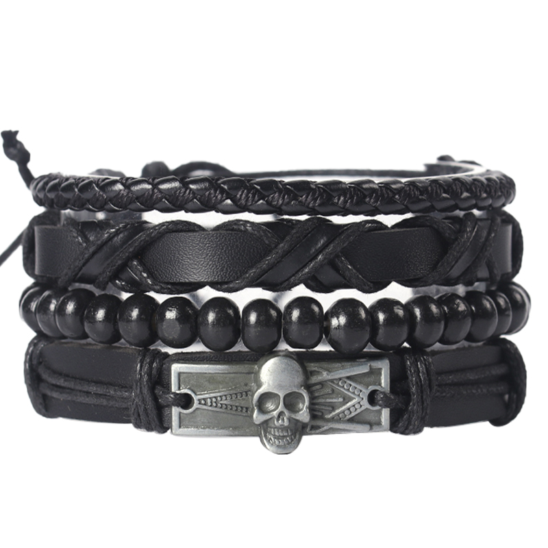 Men's Arm Ornament 2020 Dropship Multilayer Leather Bracelet 4PCS Set Gothic Punk Skull Star Metal Men's Bracelet and Bangle
Men's Arm Ornament 2020 Dropship Multilayer Leather Bracelet 4PCS Set Gothic Punk Skull Star Metal Men's Bracelet and Bangle