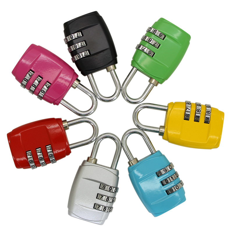 

7 Colors Luggage Travel Lock 3 Dial Padlock Simple Door Lock Password Combination for Luggage Suitcase Baggage Gym Locker