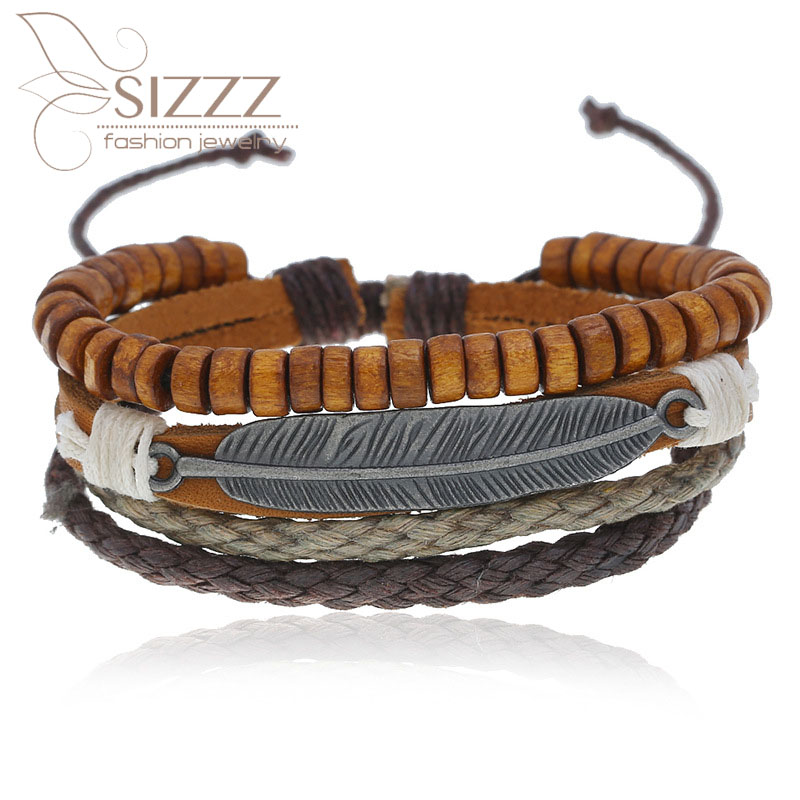 Charm Bracelets SIZZZ 2021 Factory Direct Retro Multi-layer Alloy Feather Wooden Beads Bracelet&bangles For Women/men
Charm Bracelets SIZZZ 2021 Factory Direct Retro Multi-layer Alloy Feather Wooden Beads Bracelet&bangles For Women/men