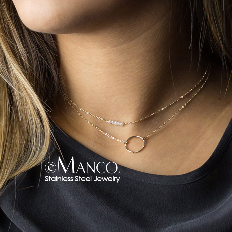 E-Manco Na Moda Multi camadas colar de aço inoxidável mulheres Dainty Colar Gargantilha de pérolas Imitação para as mulheres
E-Manco Na Moda Multi camadas colar de aço inoxidável mulheres Dainty Colar Gargantilha de pérolas Imitação para as mulheres