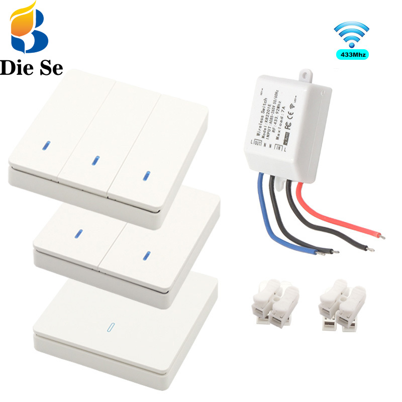 Led Light Switch Universal Wireless 433Mhz Smart Remote Control Push Button wall panel Switch ON\OFF rf Relay Receiver AC220V
Led Light Switch Universal Wireless 433Mhz Smart Remote Control Push Button wall panel Switch ON\OFF rf Relay Receiver AC220V