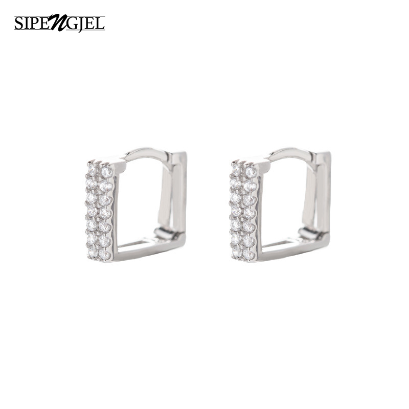 Hoop & Huggie Fashion Cute Geometric Square Earrings Pave Cz Crystal Silver Color For Women Jewelry 2021
Hoop & Huggie Fashion Cute Geometric Square Earrings Pave Cz Crystal Silver Color For Women Jewelry 2021