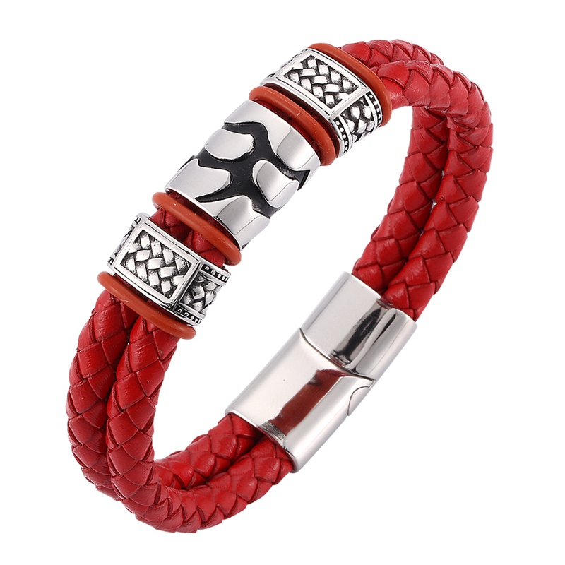 Men Red Braided Leather Bracelet Men Jewelry Trendy Stainless Steel Party Wristband Magnetic Clasps C0101
Men Red Braided Leather Bracelet Men Jewelry Trendy Stainless Steel Party Wristband Magnetic Clasps C0101