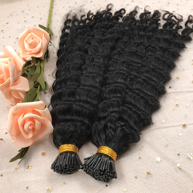 Deep Wave I tip Hair Extensions Natural Black color Real Virgin Brazilian Micro Links i tip hair 100g 1g/strand