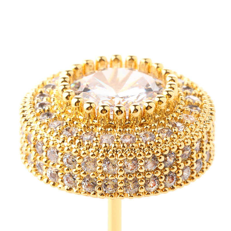 American INS style round zircon earrings with hiphop personality stud earrings for men and women