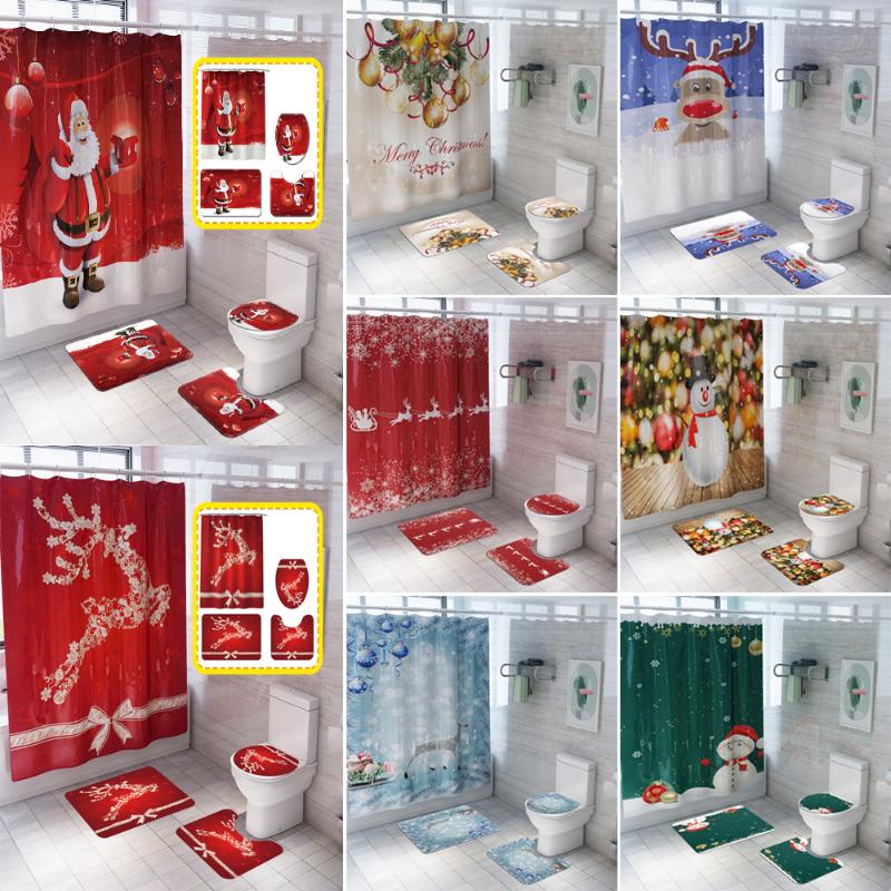 Merry Christmas Elk Santa Fabric Shower Curtains Snowman Bells Bathroom Curtain Anti-skid Bath Rugs Set Carpet Toilet Lid Cover
Merry Christmas Elk Santa Fabric Shower Curtains Snowman Bells Bathroom Curtain Anti-skid Bath Rugs Set Carpet Toilet Lid Cover