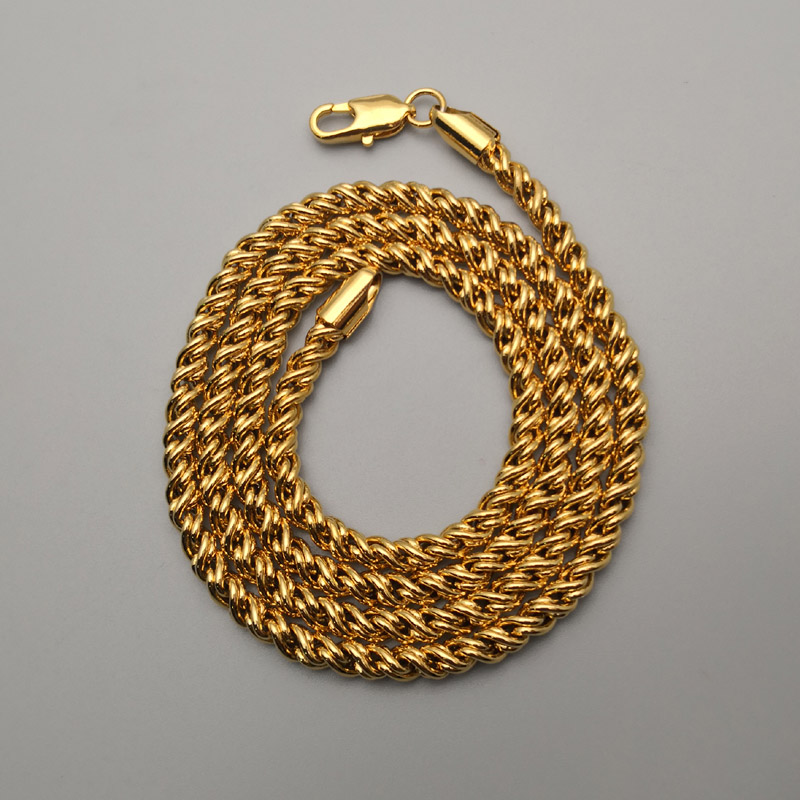 fashion 2pcs plating Gold color Alloy chain Charm Man Necklace for Jewelry Diameter 4MM length About 61CM
fashion 2pcs plating Gold color Alloy chain Charm Man Necklace for Jewelry Diameter 4MM length About 61CM