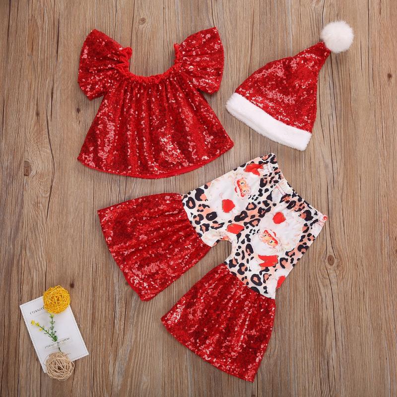 Infant Baby Girl Christmas Suit Solid Flare Sleeve Top Print Pants with Cute Santa Cap 3pcs
Infant Baby Girl Christmas Suit Solid Flare Sleeve Top Print Pants with Cute Santa Cap 3pcs
