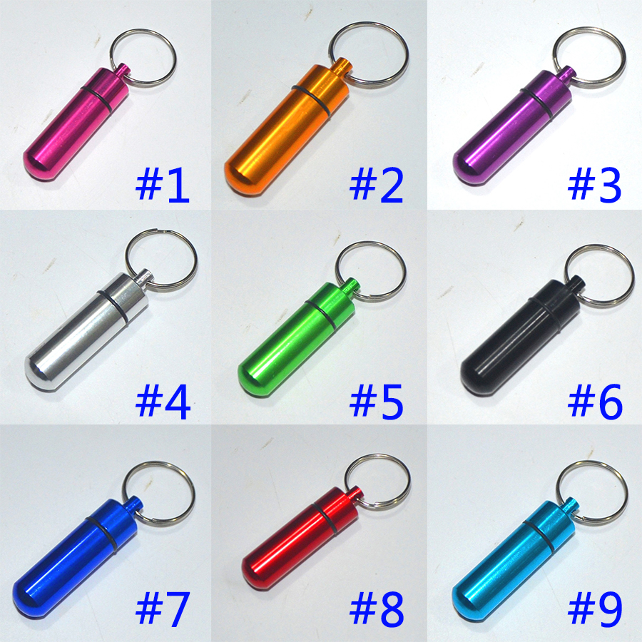 Travel Aluminum Alloy Waterproof Pill Box Case Keyring Key Chain Medicine Storage Organizer Bottle Holder Container Keychain w002