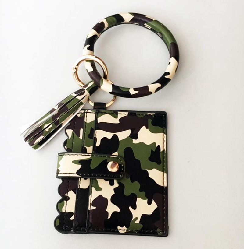 Wristlet Card Bags Tassel Bangle Keychain PU Leather Bracelets Keychain Hanging Card Carrier Pouch Women Girls Christmas Jewelry 5907