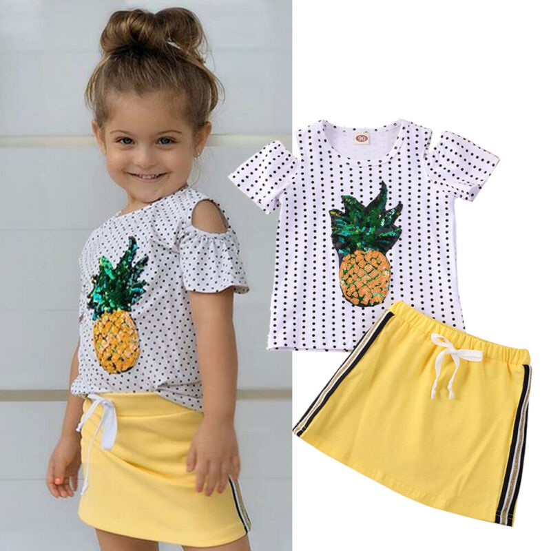 1-6Y Toddler Kids Baby Girl Clothes Sets Sequin Pineapple Print Top T-shirt Bottom Skirts Outfit, As pic
1-6Y Toddler Kids Baby Girl Clothes Sets Sequin Pineapple Print Top T-shirt Bottom Skirts Outfit, As pic