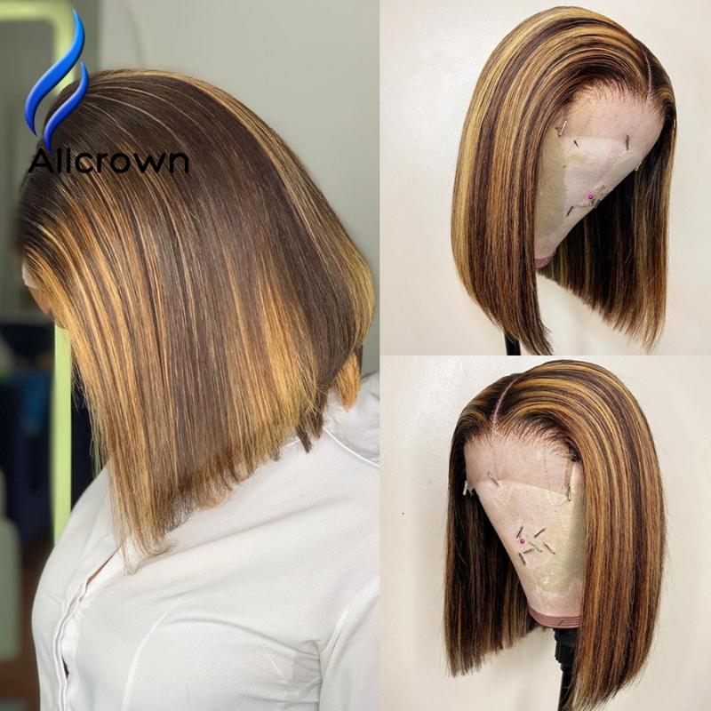 ALICROWN Highlight T-part Lace Front Human Hair Wigs For Women Brazilian Short Bob Lace Front Wigs Non-remy Pre-Plucked, T-part lace wig
ALICROWN Highlight T-part Lace Front Human Hair Wigs For Women Brazilian Short Bob Lace Front Wigs Non-remy Pre-Plucked, T-part lace wig