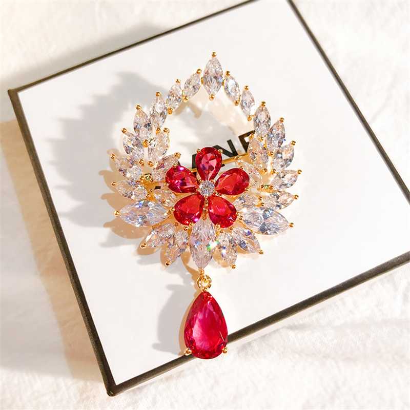 Vintage Red White Zircon Crystal Teardrop Brooches Pins for DIY Wedding Bridal Bouquets Jewelry Accessories Rhinestone Broches
Vintage Red White Zircon Crystal Teardrop Brooches Pins for DIY Wedding Bridal Bouquets Jewelry Accessories Rhinestone Broches