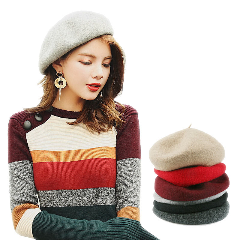 Women's beret autumn and winter wear woolen octagonal hat british retro casual painter's hat, Black
Women's beret autumn and winter wear woolen octagonal hat british retro casual painter's hat, Black