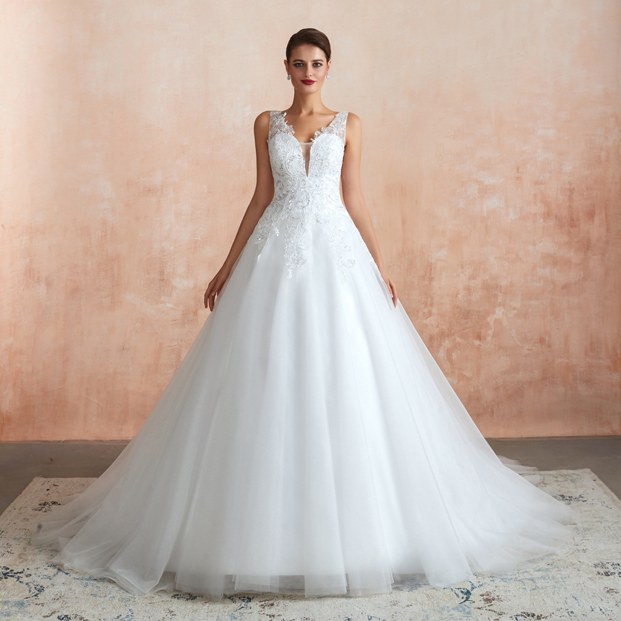 Jiayigong Ball Gown Wedding Dress Sexy V-neck Sleeveless Sequin Appliques Tulle Wedding Gowns Vestido De Noiva Abiti Da Sposa, Full ivory
Jiayigong Ball Gown Wedding Dress Sexy V-neck Sleeveless Sequin Appliques Tulle Wedding Gowns Vestido De Noiva Abiti Da Sposa, Full ivory