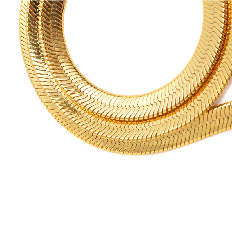 Chains Hip Hop 75cm Herringbone Chain Fashion Style 30in Snake Golden Necklaces Jewelry For Bar Club Male Female Gift1