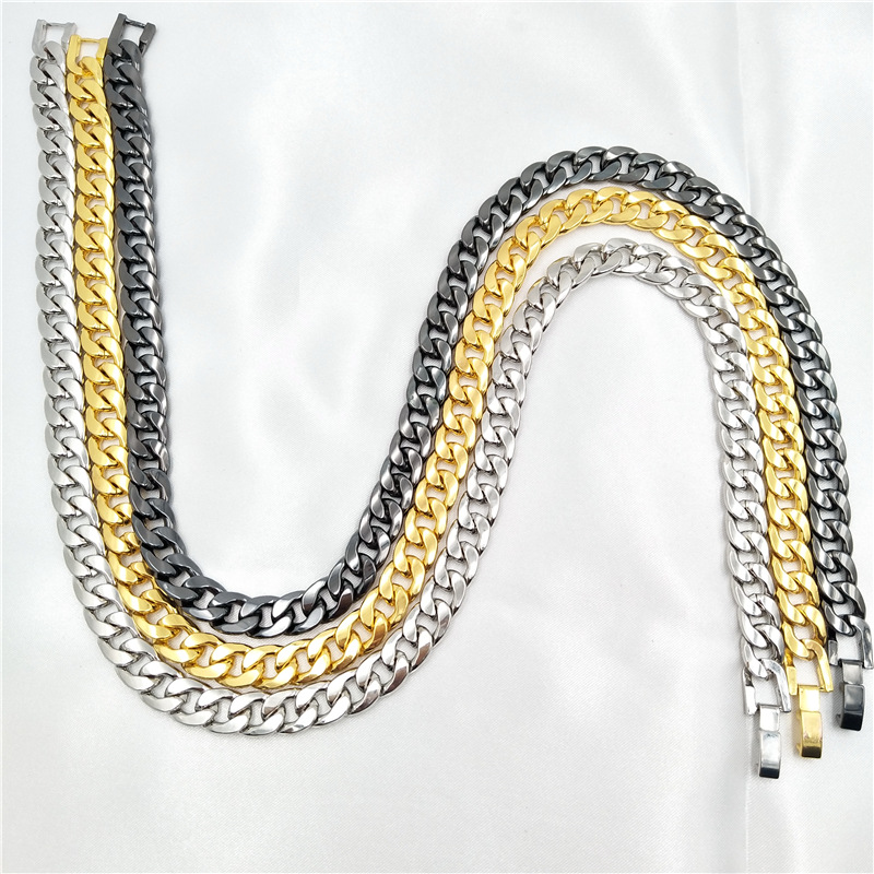 Wholesale mens necklace Miami Cuban Link Chain Necklace 1cm Silver/Gold Color Curb Chain For Men Jewelry